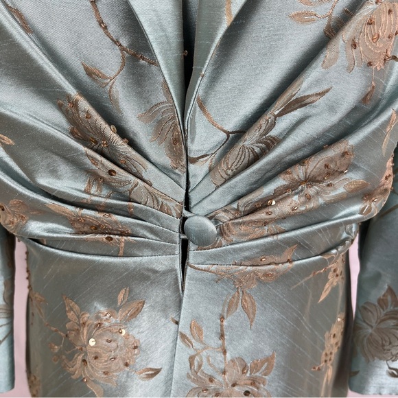 VTG JESSICA HOWARD Seaglass Blue Sheath Dress with Brocade Jacket 10P MOB MOG - Picture 7 of 15